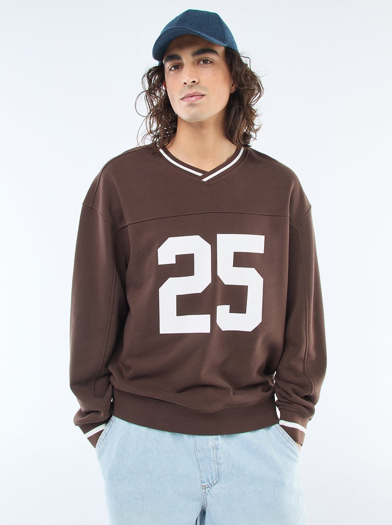 Camisola desportiva em french terry Castanho - Kiabi
