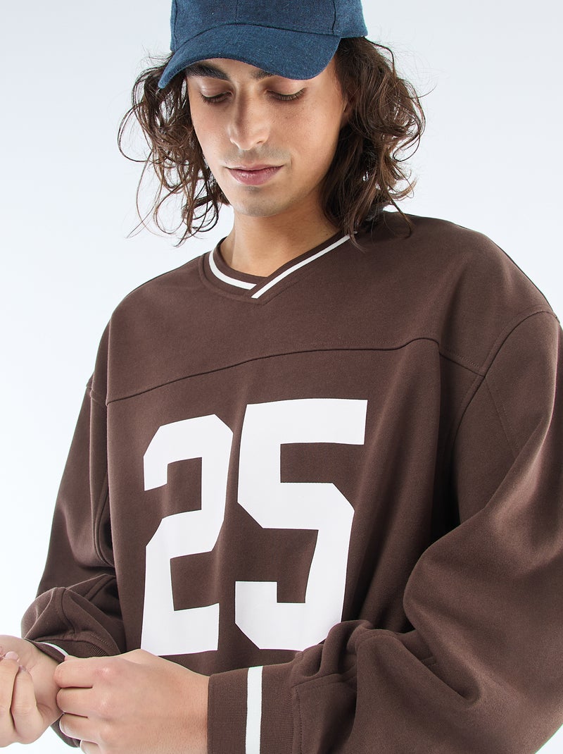 Camisola desportiva em french terry Castanho - Kiabi
