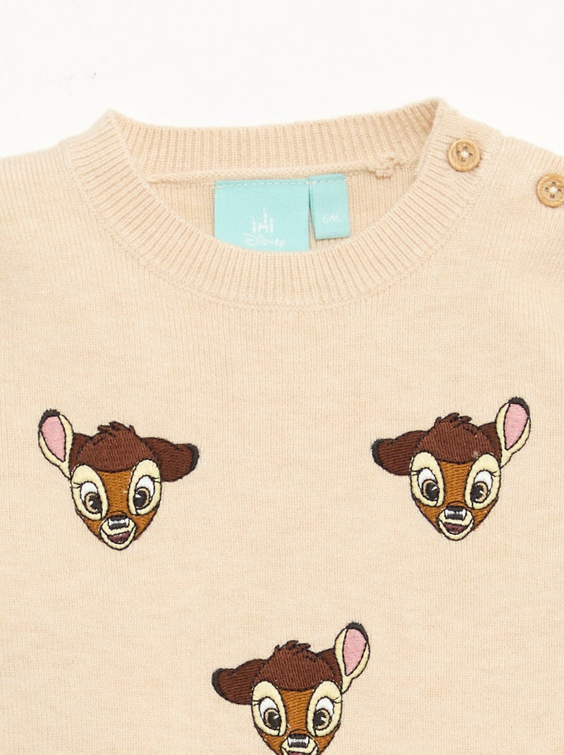 Camisola 'Disney' 'Bambi' em tricô com animação fantasia Bege - Kiabi