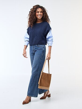 Camisola efeito 2-em-1 camisola + camisa