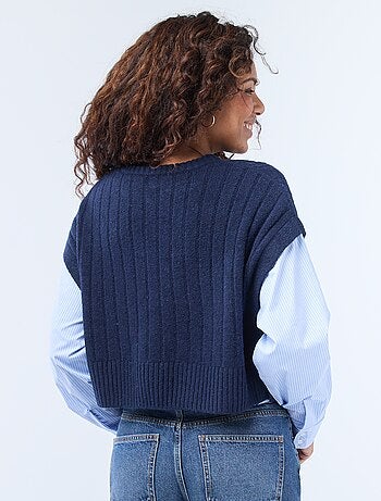 Camisola efeito 2-em-1 camisola + camisa