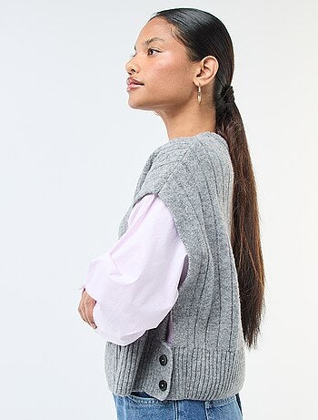 Camisola efeito 2-em-1 camisola + camisa