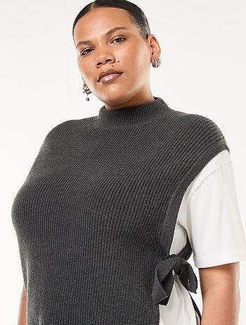 Camisola efeito 2-em-1 com laços para atar