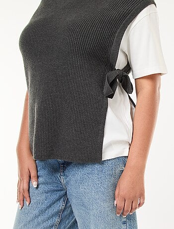 Camisola efeito 2-em-1 com laços para atar