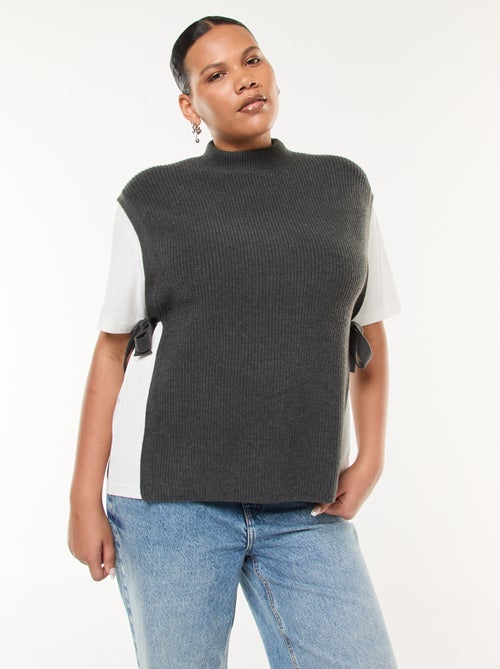 Camisola efeito 2-em-1 com laços para atar - Kiabi
