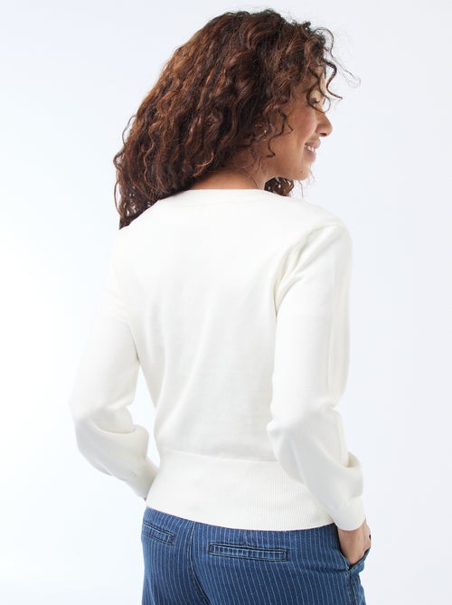 Camisola efeito casaco com decote cruzado e botão dourado - Kiabi