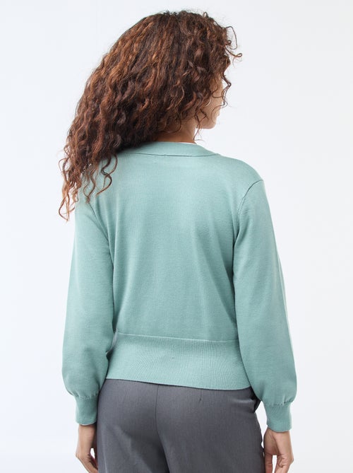 Camisola efeito colete cache-cœur com botão dourado - Kiabi