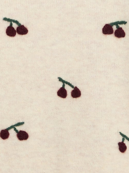 Camisola efeito lã com bordados 'cerejas' - Kiabi