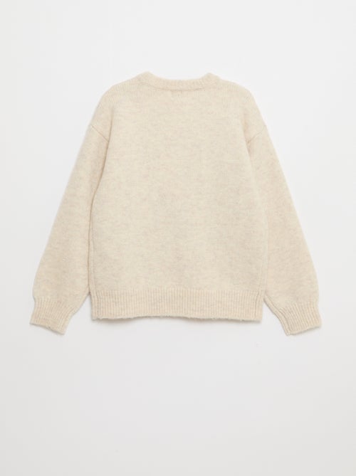 Camisola efeito lã com bordados 'cerejas' - Kiabi