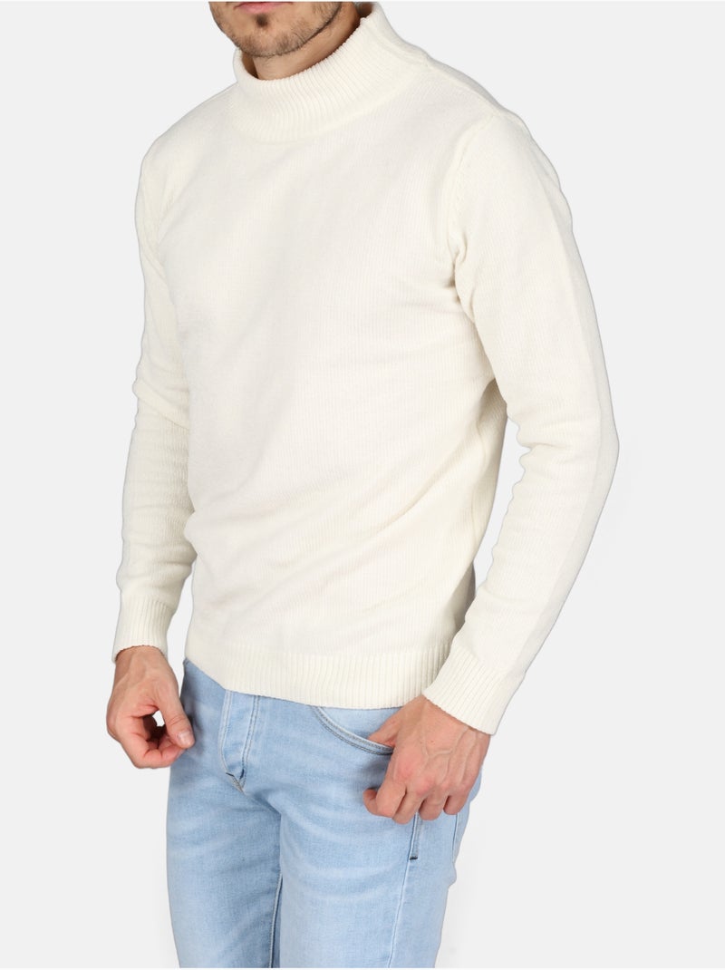 Camisola elegante com gola alta - Kenzarro Branco - Kiabi