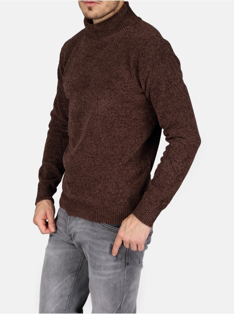 Camisola elegante com gola alta - Kenzarro Castanho - Kiabi