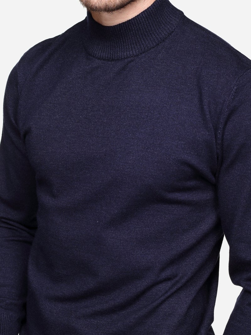 Camisola elegante com gola alta - Yves Enzo Azul escuro - Kiabi