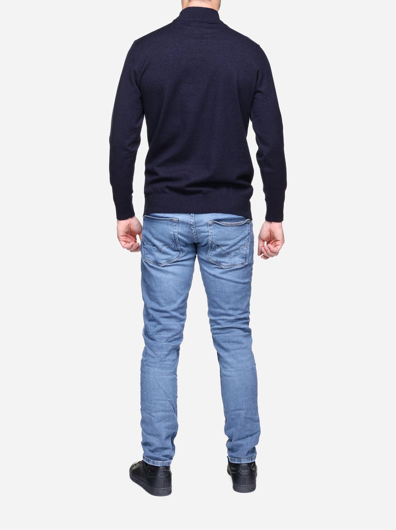 Camisola elegante com gola alta - Yves Enzo Azul escuro - Kiabi