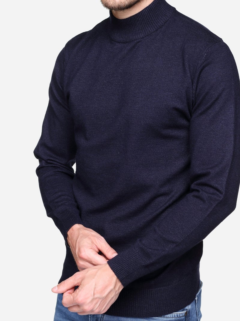 Camisola elegante com gola alta - Yves Enzo Azul escuro - Kiabi