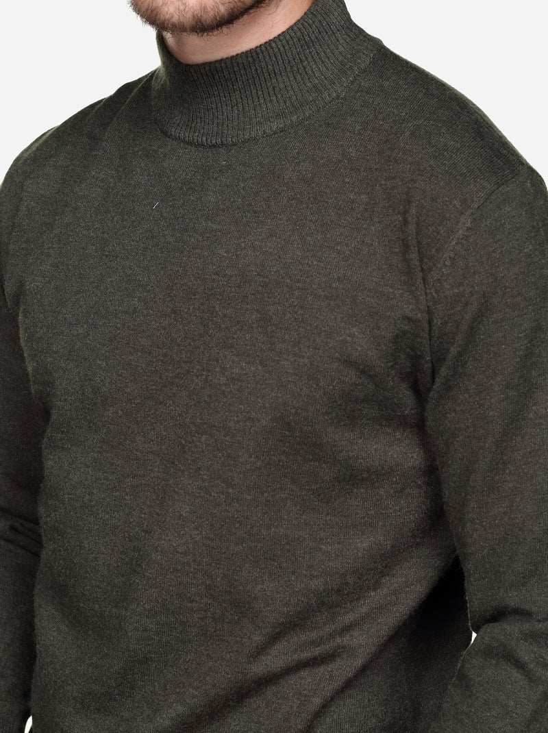 Camisola elegante com gola alta - Yves Enzo Cáqui - Kiabi