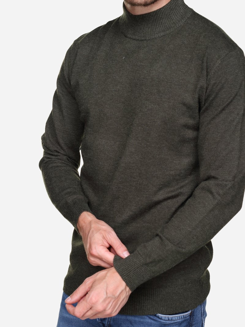 Camisola elegante com gola alta - Yves Enzo Cáqui - Kiabi