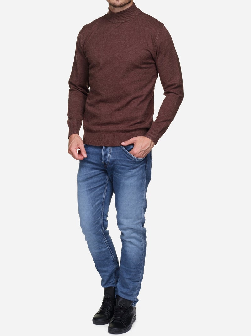 Camisola elegante com gola alta - Yves Enzo Castanho-escuro - Kiabi
