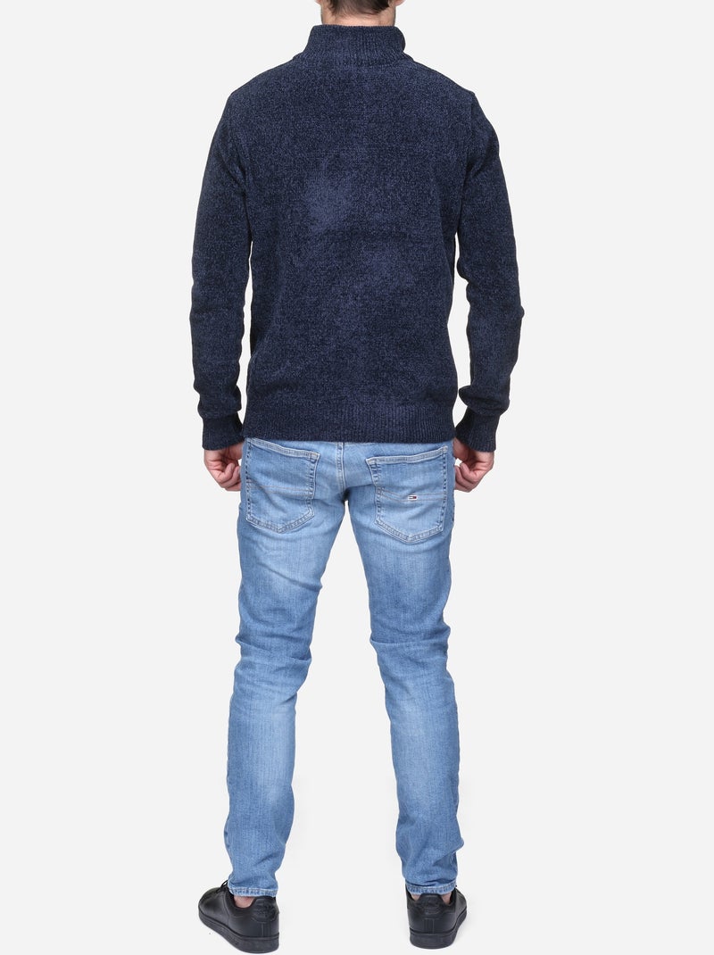 Camisola elegante com gola alta e fecho de correr - Kenzarro Azul escuro - Kiabi