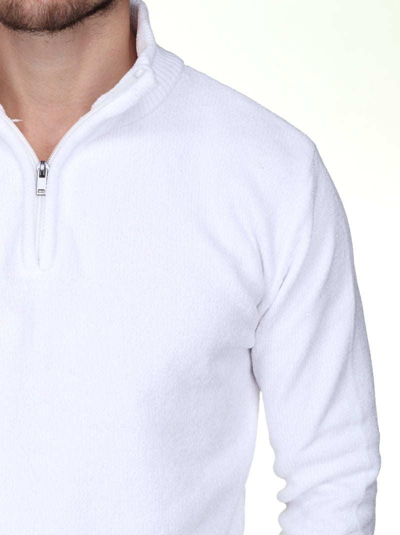 Camisola elegante com gola alta e fecho de correr - kenzarro Branco - Kiabi