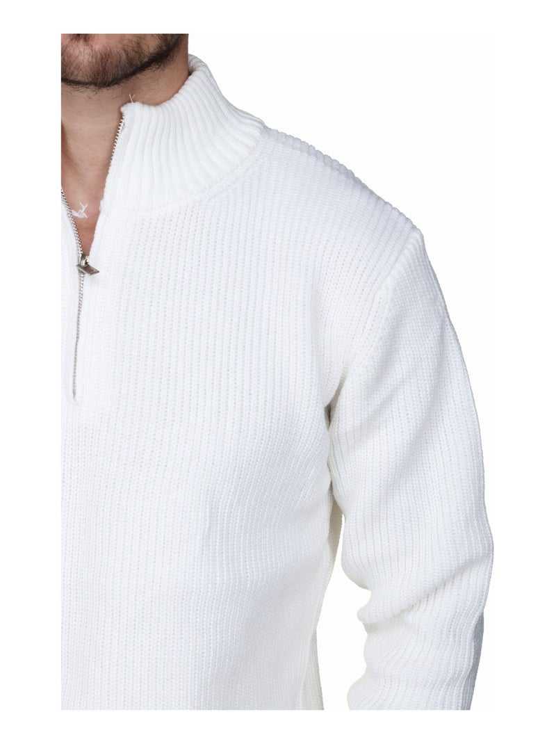 Camisola elegante com gola alta e fecho de correr - Kenzarro Branco - Kiabi