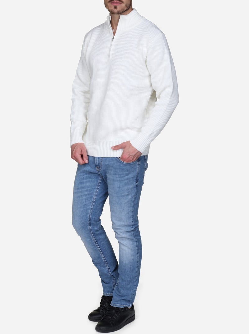 Camisola elegante com gola alta e fecho de correr - Kenzarro Branco - Kiabi