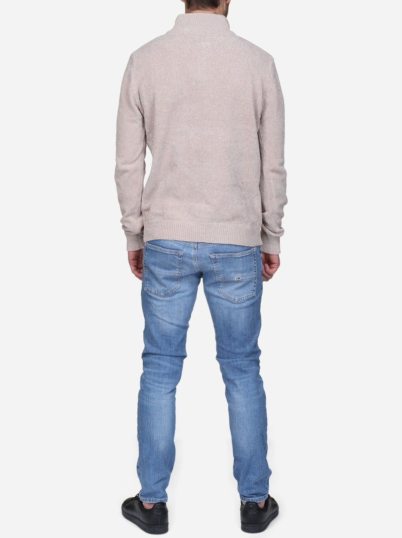 Camisola elegante com gola alta e fecho de correr - Kenzarro Creme - Kiabi