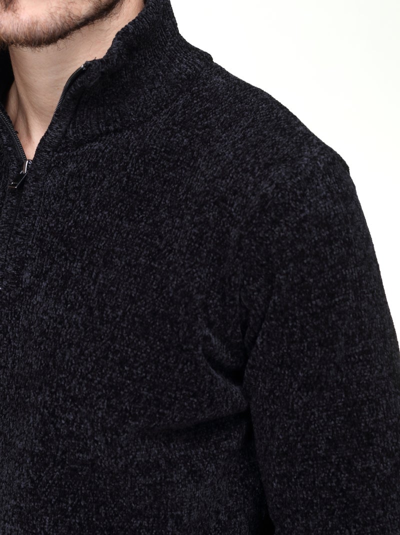 Camisola elegante com gola alta e fecho de correr - Kenzarro Preto - Kiabi