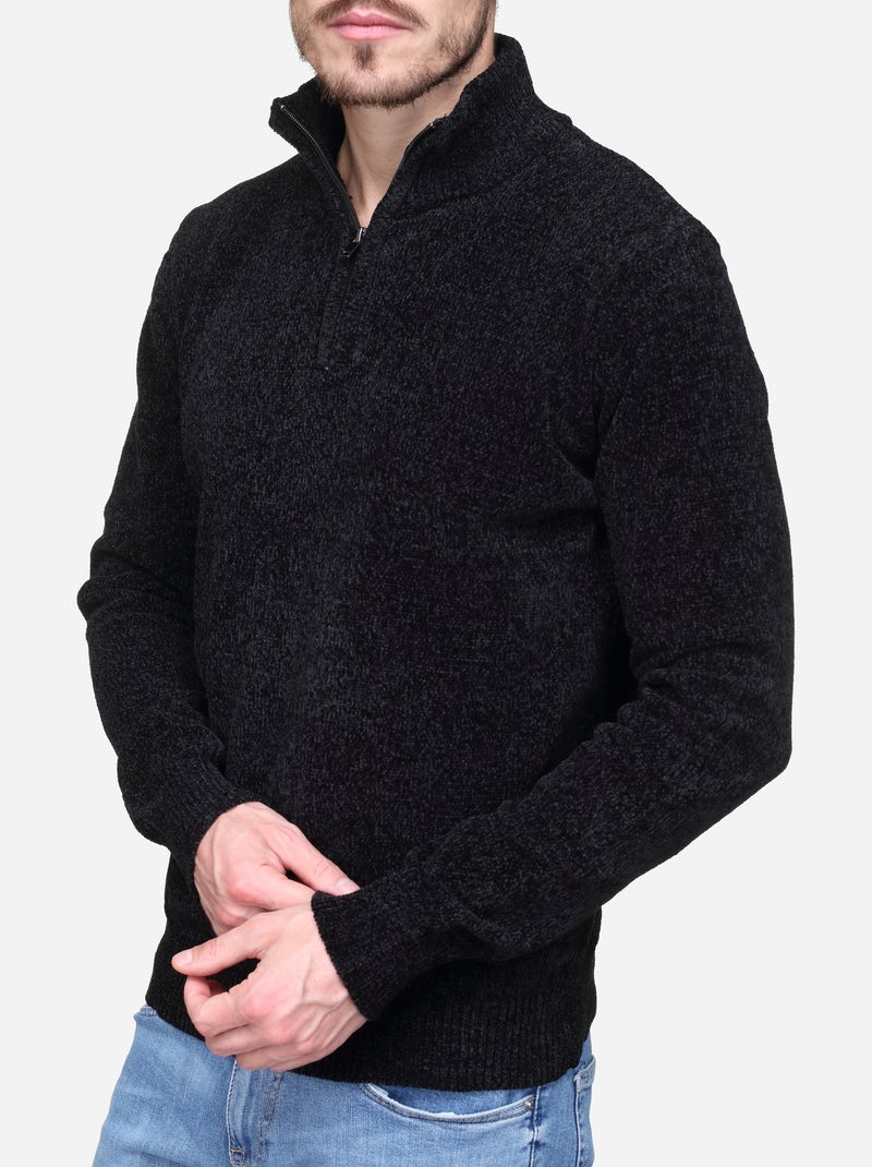 Camisola elegante com gola alta e fecho de correr - Kenzarro Preto - Kiabi