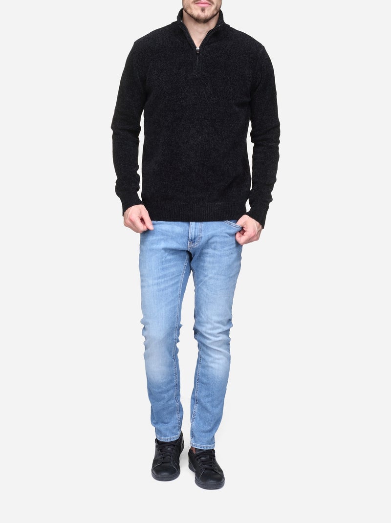 Camisola elegante com gola alta e fecho de correr - Kenzarro Preto - Kiabi