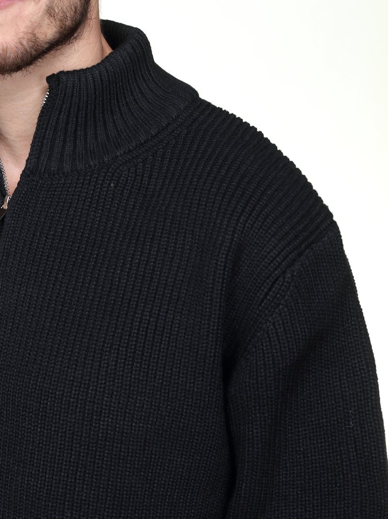 Camisola elegante com gola alta e fecho de correr - Kenzarro Preto - Kiabi