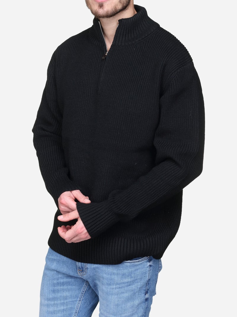 Camisola elegante com gola alta e fecho de correr - Kenzarro Preto - Kiabi