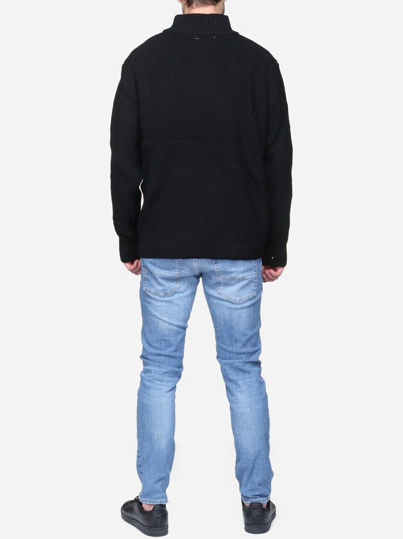 Camisola elegante com gola alta e fecho de correr - Kenzarro Preto - Kiabi