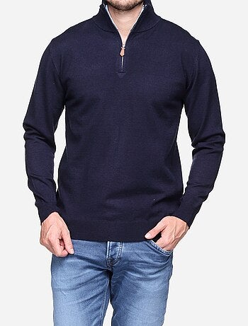 Camisola elegante com gola alta e fecho de correr - yves enzo