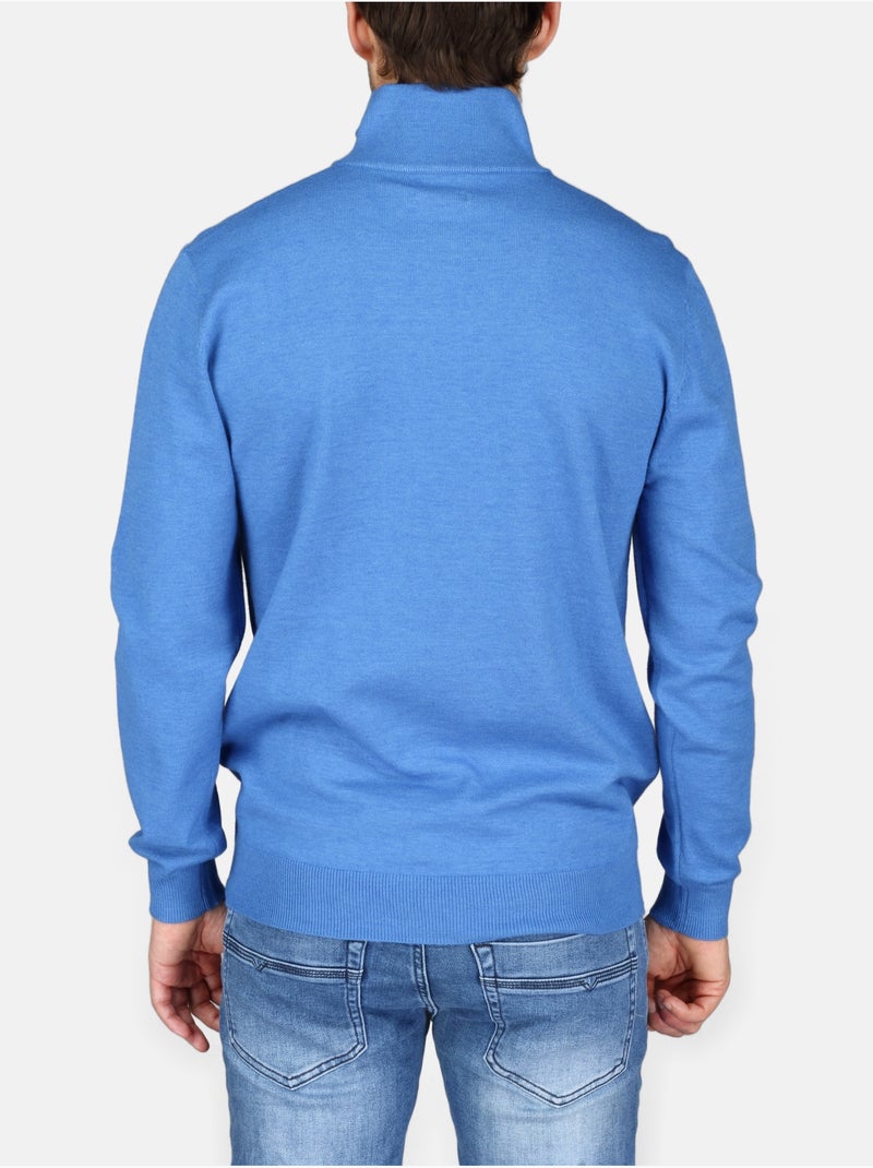 Camisola elegante com gola alta e fecho de correr - Yves Enzo Azul - Kiabi