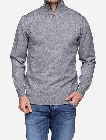 Camisola elegante com gola alta e fecho de correr - Yves Enzo
