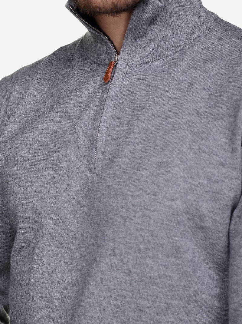 Camisola elegante com gola alta e fecho de correr - Yves Enzo Cinza - Kiabi