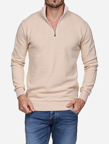 Camisola elegante com gola alta e fecho de correr - yves enzo