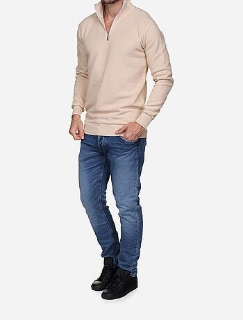 Camisola elegante com gola alta e fecho de correr - Yves Enzo