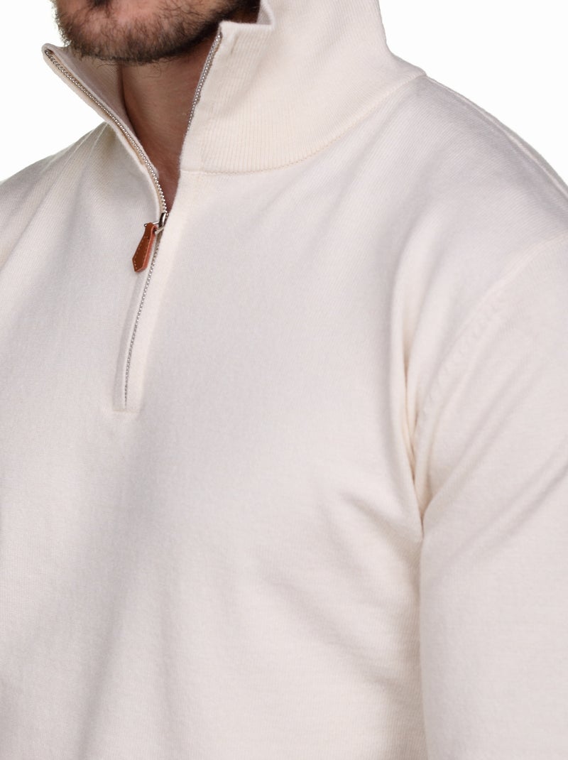 Camisola elegante com gola alta e fecho de correr - Yves Enzo Ecru - Kiabi