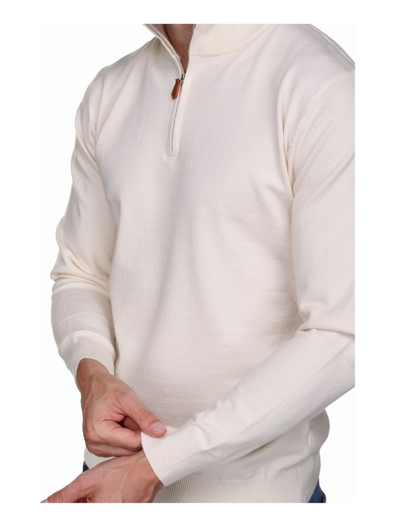 Camisola elegante com gola alta e fecho de correr - Yves Enzo Ecru - Kiabi