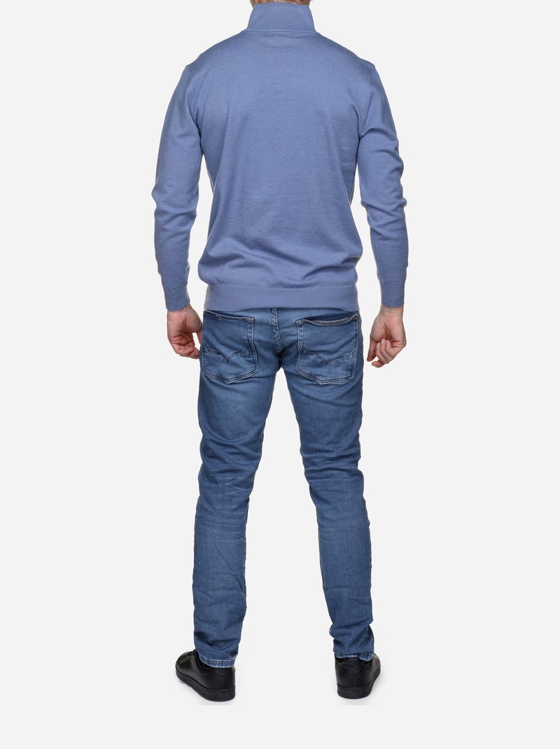 Camisola elegante com gola alta e fecho de correr - Yves Enzo Índigo - Kiabi