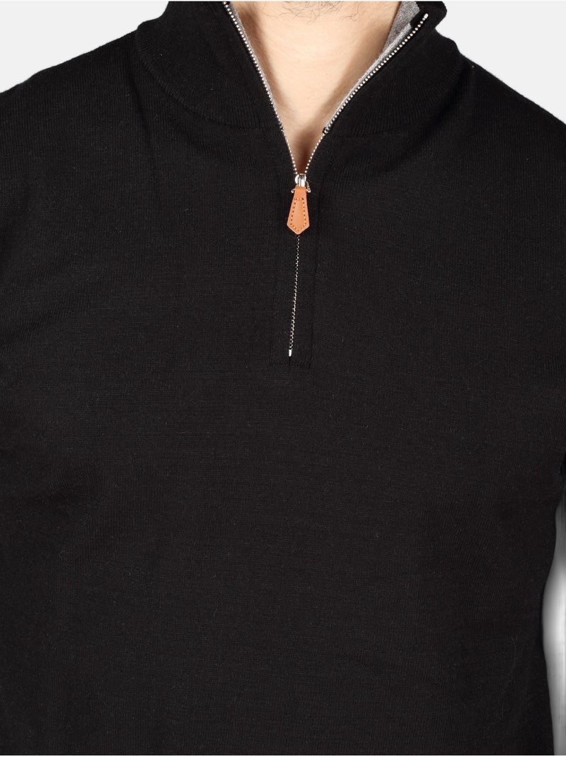 Camisola elegante com gola alta e fecho de correr - Yves Enzo Preto - Kiabi