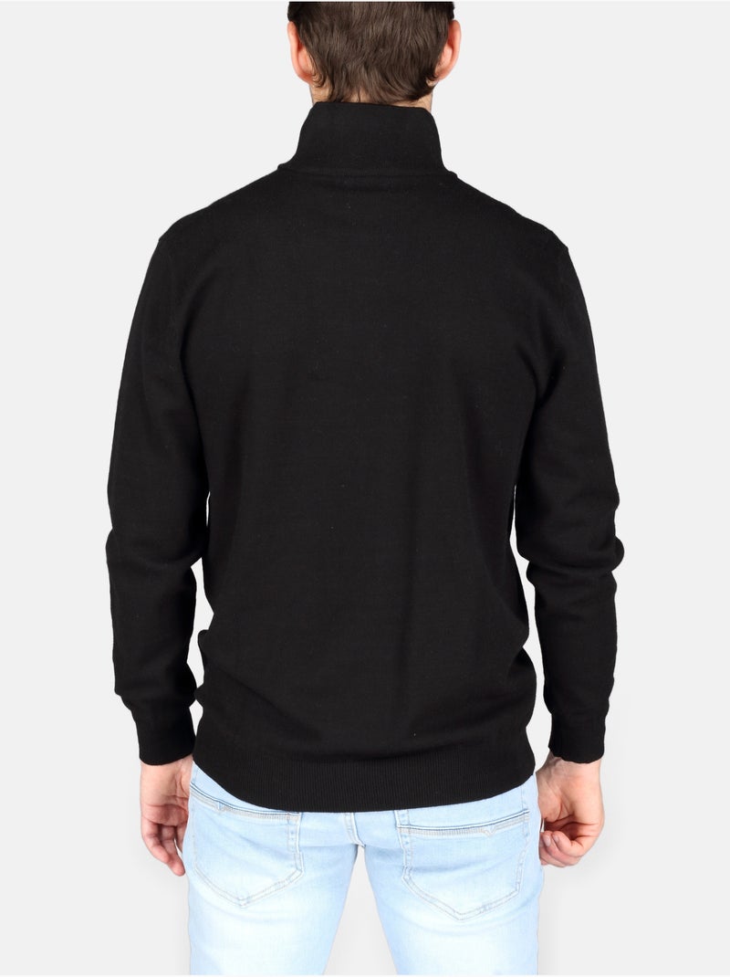 Camisola elegante com gola alta e fecho de correr - Yves Enzo Preto - Kiabi