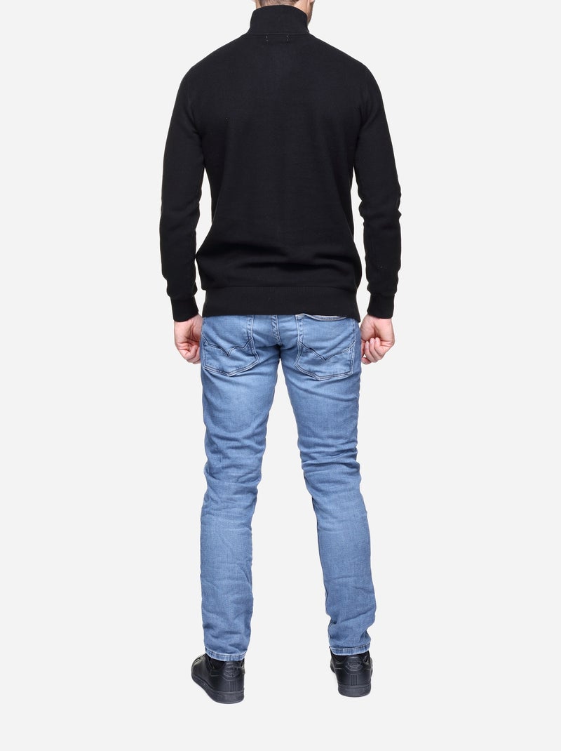 Camisola elegante com gola alta e fecho de correr - Yves Enzo Preto - Kiabi