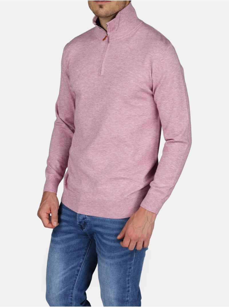 Camisola elegante com gola alta e fecho de correr - Yves Enzo Rosa - Kiabi