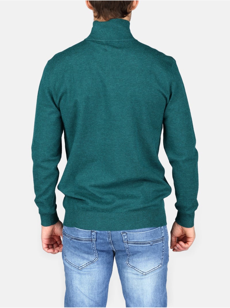 Camisola elegante com gola alta e fecho de correr - Yves Enzo Verde pinho - Kiabi