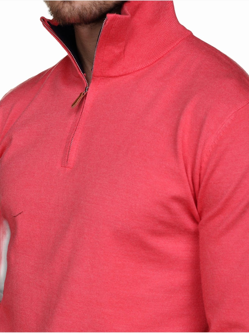 Camisola elegante com gola alta e fecho de correr - Yves Enzo Vermelho vermelhão - Kiabi