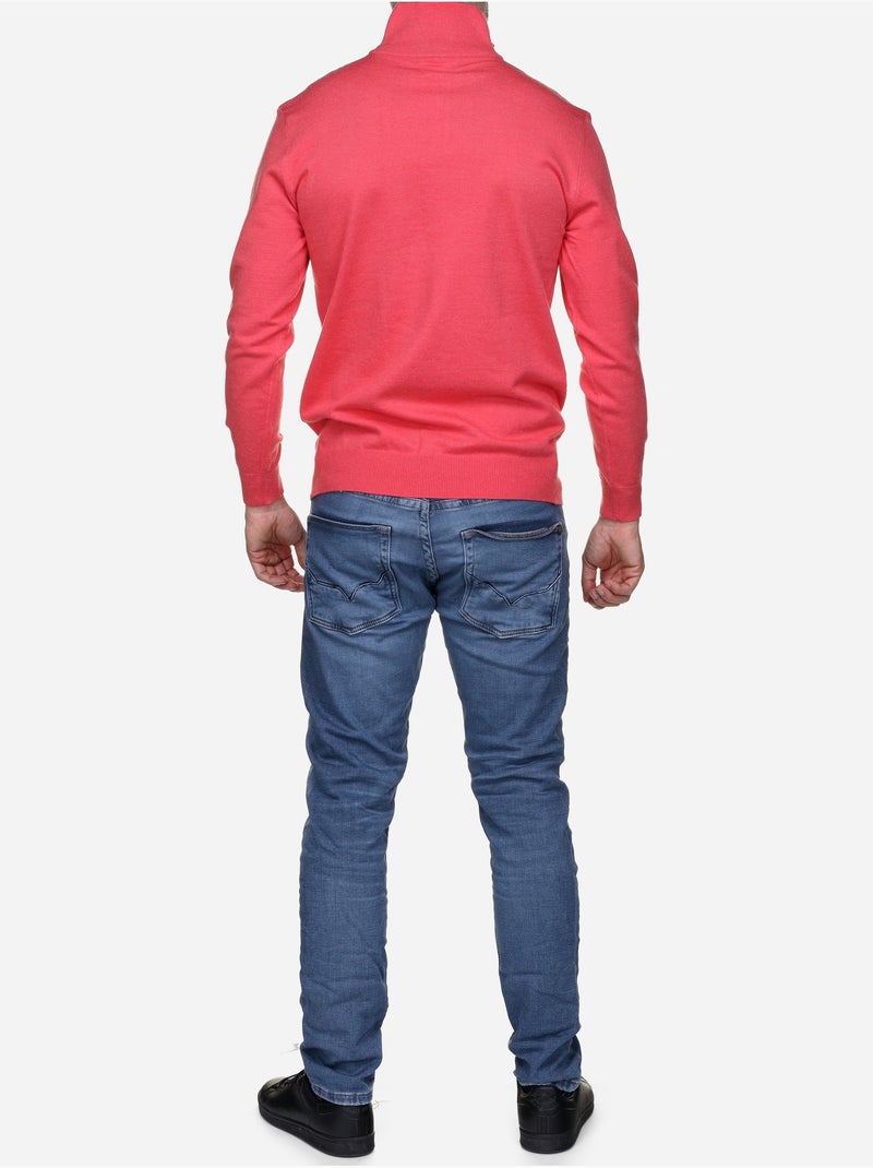 Camisola elegante com gola alta e fecho de correr - Yves Enzo Vermelho vermelhão - Kiabi