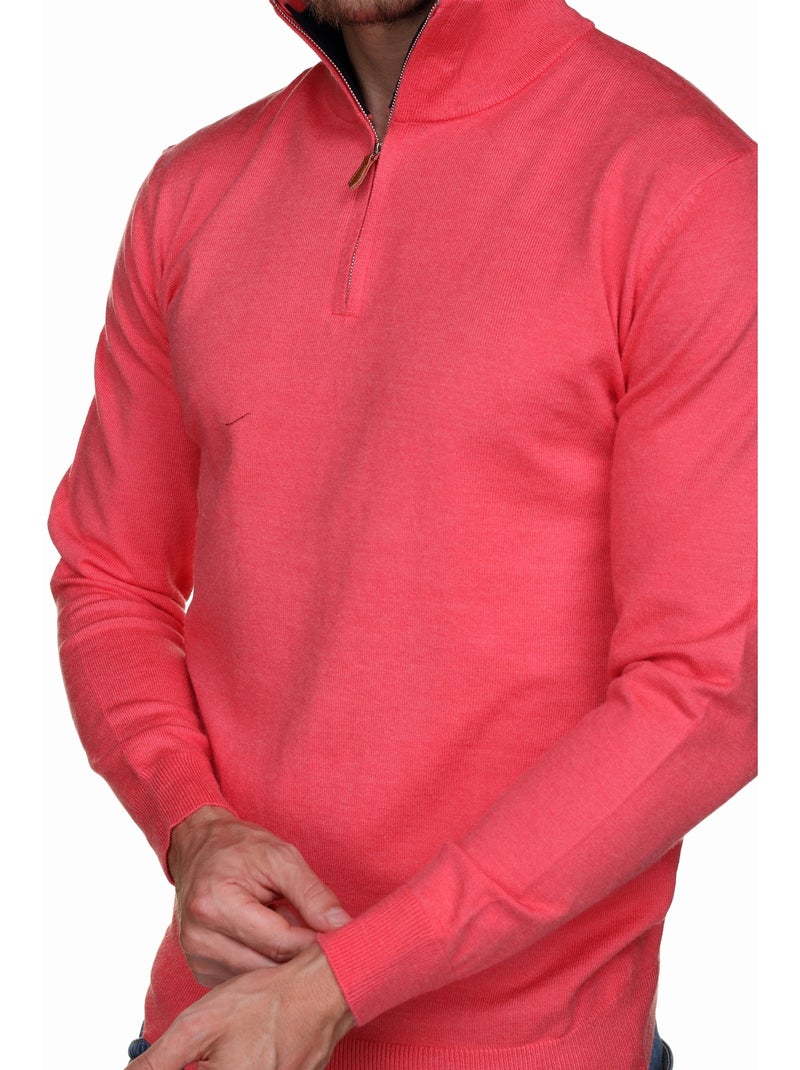 Camisola elegante com gola alta e fecho de correr - Yves Enzo Vermelho vermelhão - Kiabi