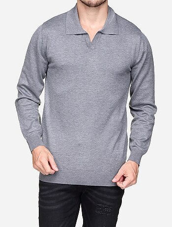 Camisola elegante com gola com fecho - Frilivin